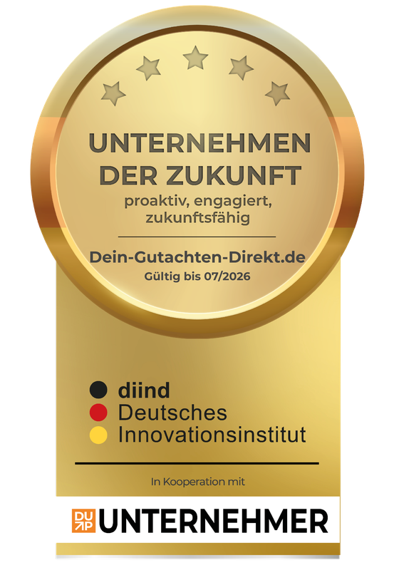 Ausgezeichnet als Unternehmen der Zukunft 2026 – Dein Gutachten Direkt